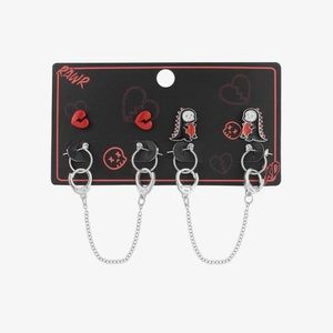 Hot Topic Emo Handcuff Heart Earring Set Dinosaur
